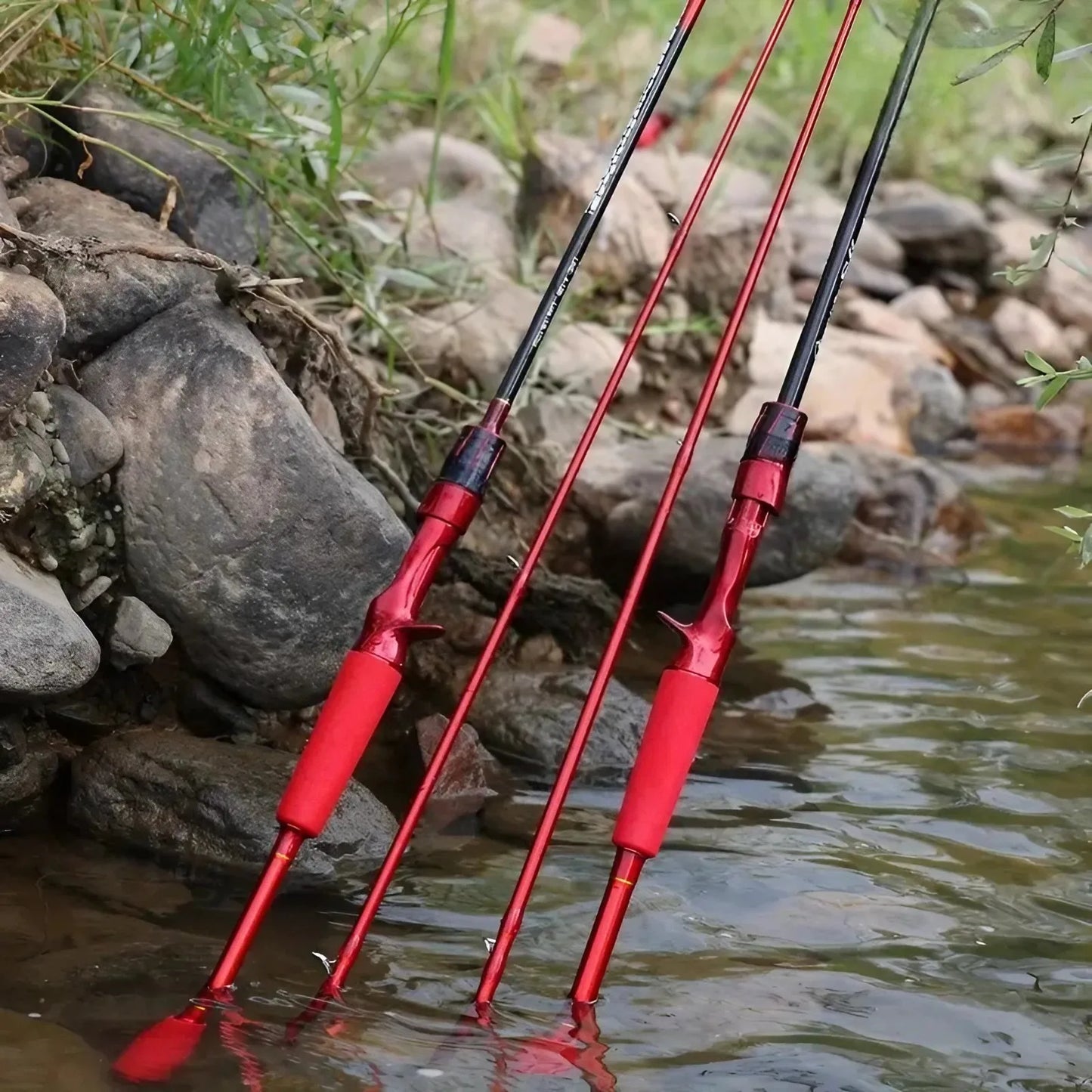 180cm Carbon Fiber Fly Fishing Rod - Red EVA Grip & Ceramic Guide Rings