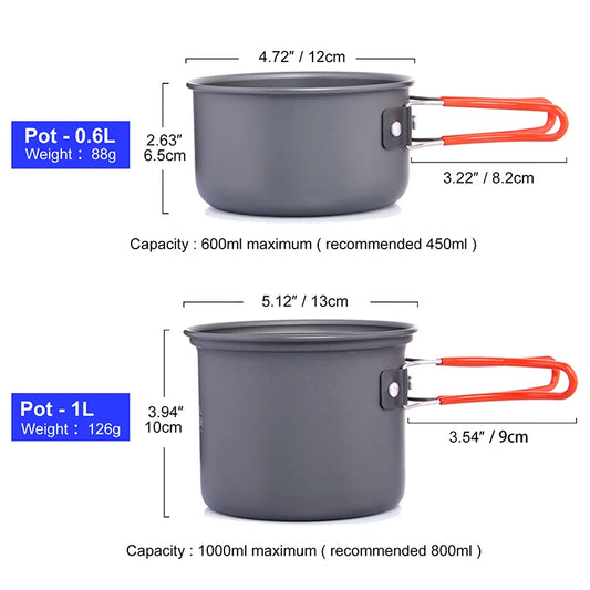 Camping Cookware Set, Outdoor Tableware, Equipment Supplies ,