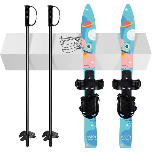 Odoland Kid's Beginner Snow Skis and Poles with Bindings