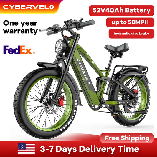 Cybervelo 5000w Peak Built-in Battery Ebike, 100 Miles Range