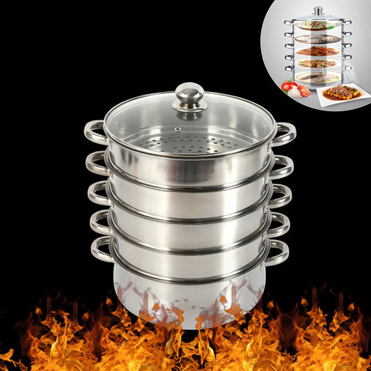 5 Tier 26 / 28 / 30cm Steam Cooker Steamer Pan
