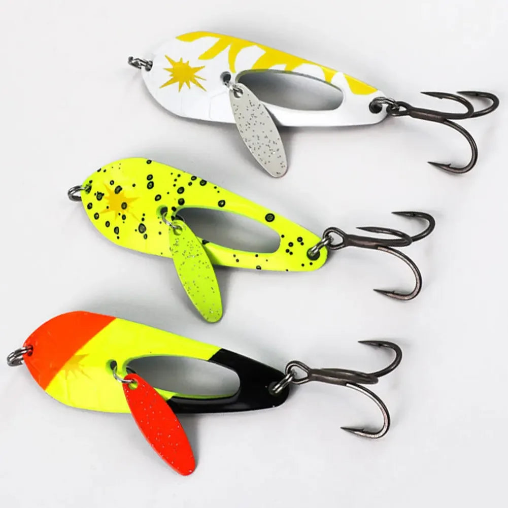 5Pcs Metal Spoon Fishing Lures with Treble Hooks Spinner
