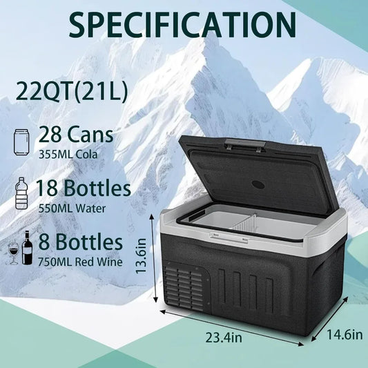 12 Volt Refrigerator 22QT 21L Compressor Electric Cooler Car Fridge
