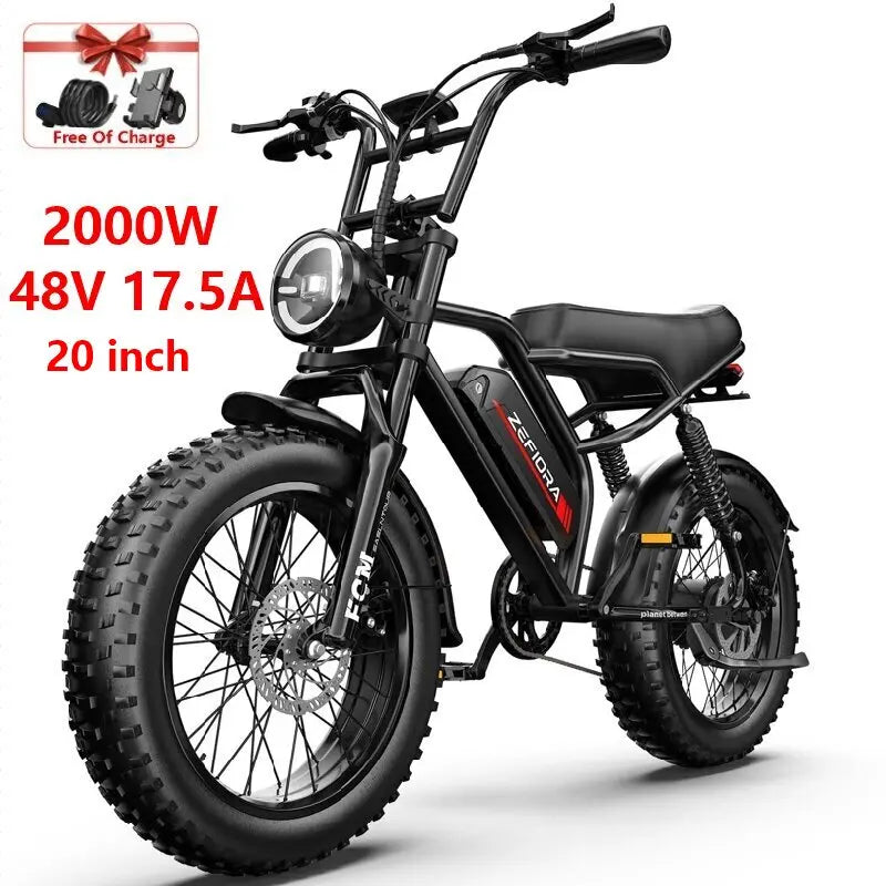 14 20 inch Electric fat bike 1000w 2000w 30-50MPH 30-60Miles Adjustable front brake