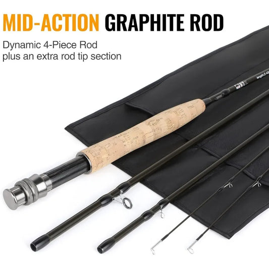 Lightweight UltraPortable Graphite Fly Fishing Rod and Reel Combo