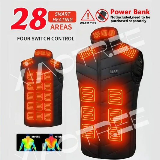 Men's and Woman's 28/9 Areas Heated Vest Jacket Heated Electric Usb.