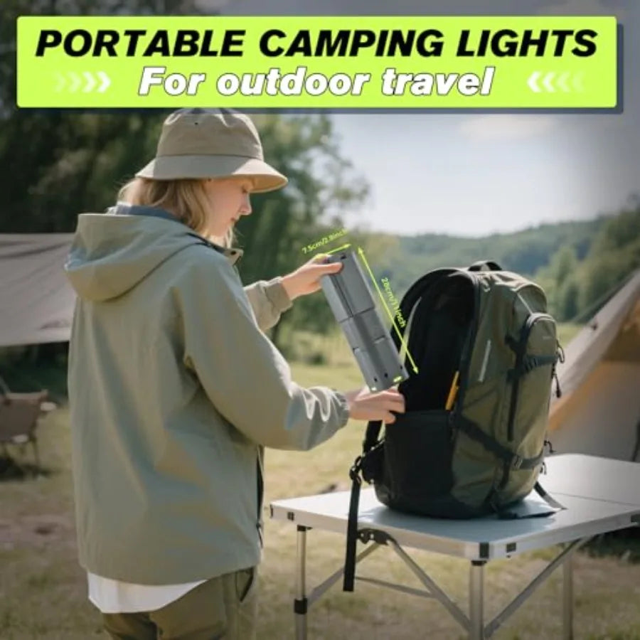 Portable Camping Light 14000mAh Telescopic Lantern with Rechargeable Power Supply Dimmable Magnetic Tent Lamp 6000 Lumen Outdoo