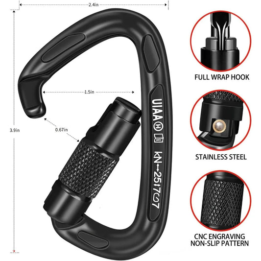 Auto Locking Carabiner - UIAA Certified Heavy Duty Climbing