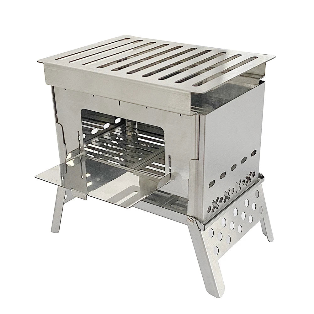 Stainless Steel Camping Wood Stove Portable Folding