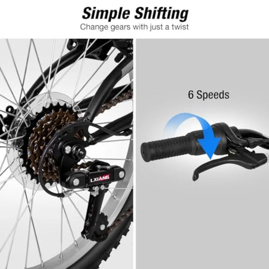 Mountain Bike 20 24 inch ' Bicycles for 6-14 Years Old Boys Girls with Dual Full Suspension 6 Speeds Drivetrain High-Carbon Ste