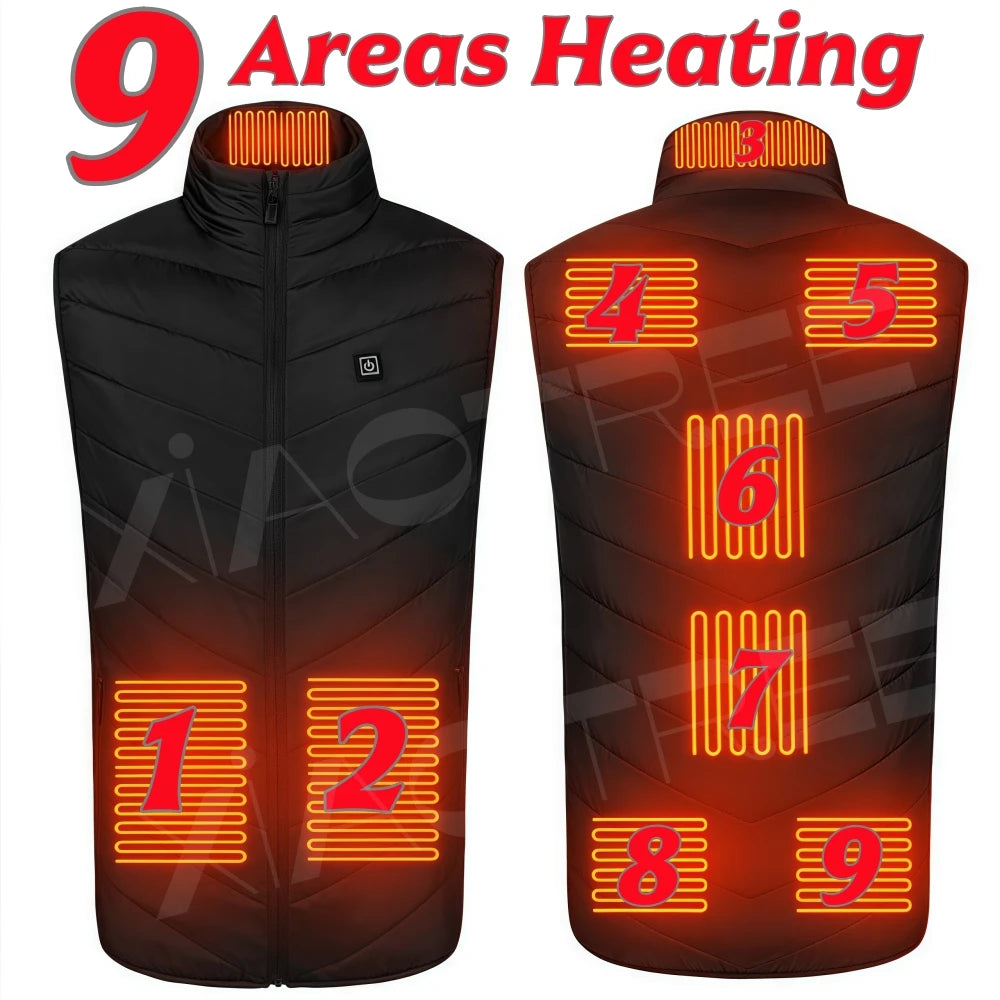 Men's and Woman's 28/9 Areas Heated Vest Jacket Heated Electric Usb.