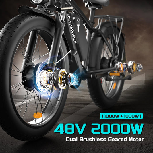 Moobelo M1 2000W Dual-Motor E-Bike 48V, 22.4ah Fat Tires Full Suspension CE Certified
