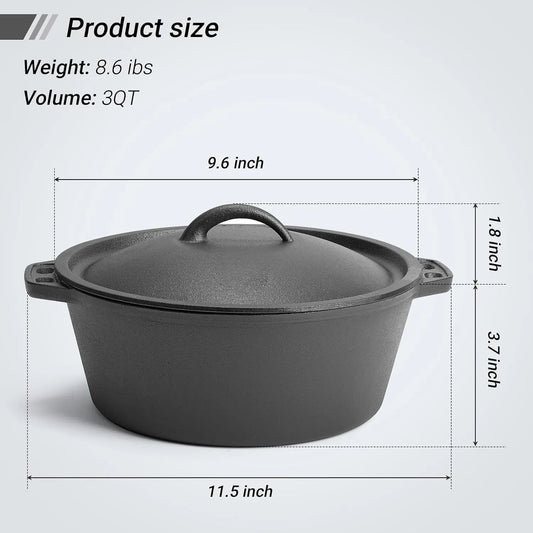 Pre-Seasoned Cast Iron Dutch Oven Pot with Lid