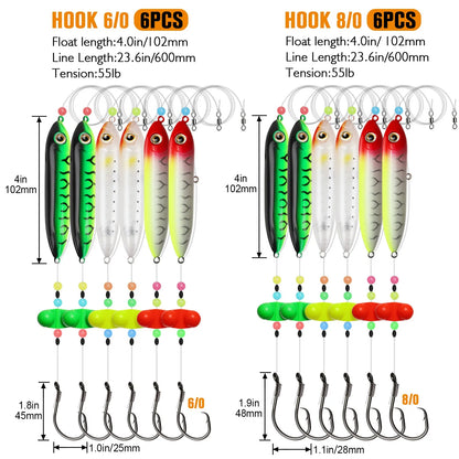 Dovesun Catfish Float Rigs with Catfish Rattles Rattling Catfish Tackle for Bank Fishing Santee Rig 6PCS