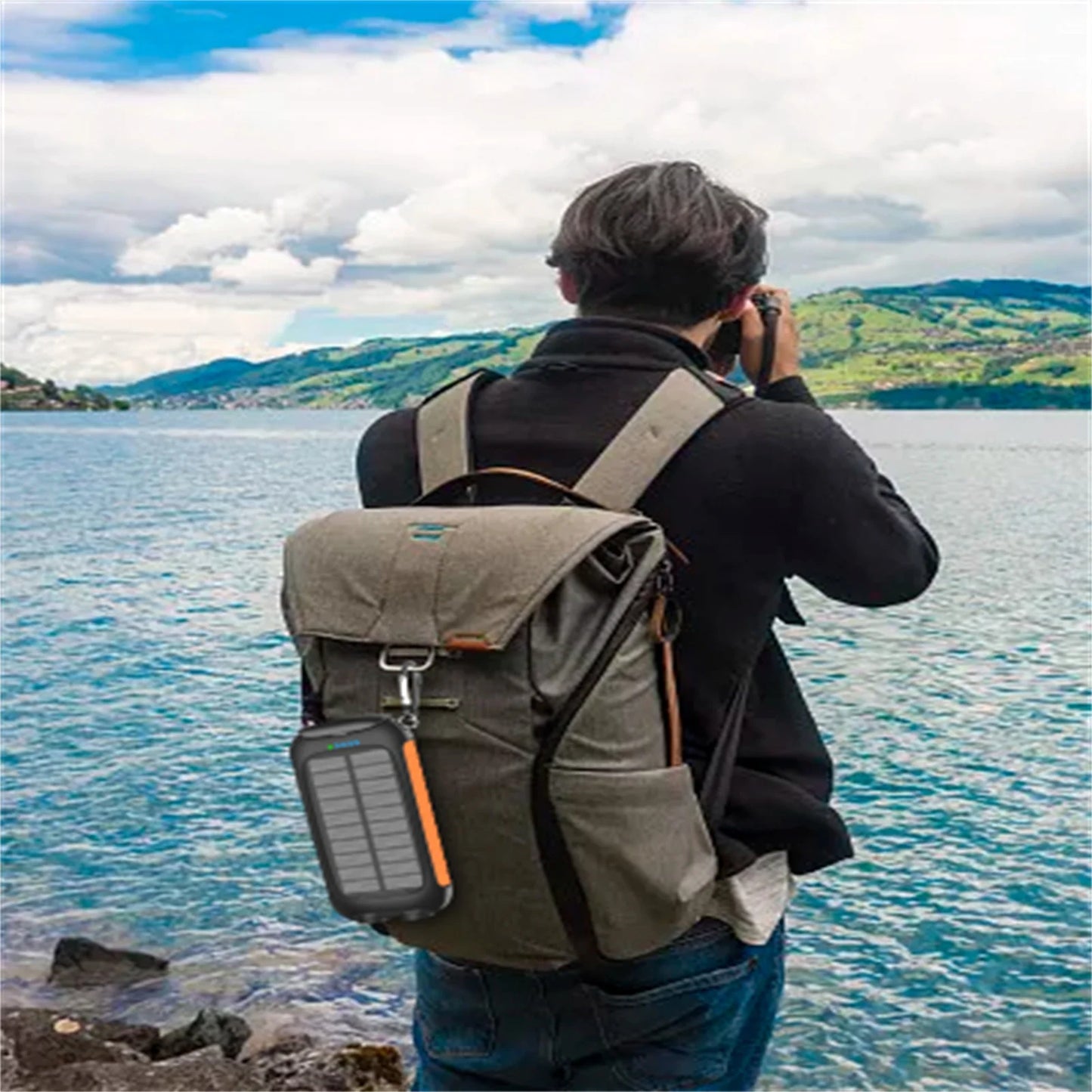 1*30W Foldable Solar Panel with 1*10000mAh Solar Power Bank,15W Dual Output Port,Suitable for outdoor travel camping/hiking