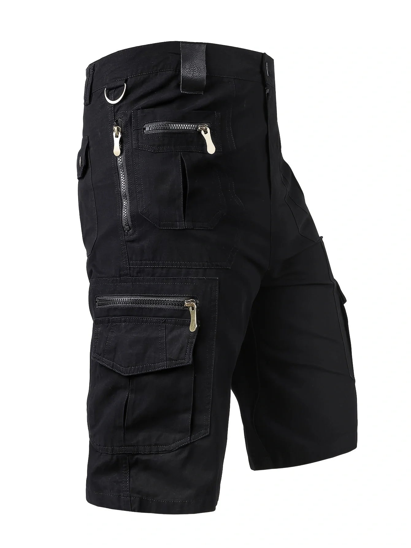 Men's Multi-Pocket Cotton Cargo Capris, Plus Size Casual Shorts.