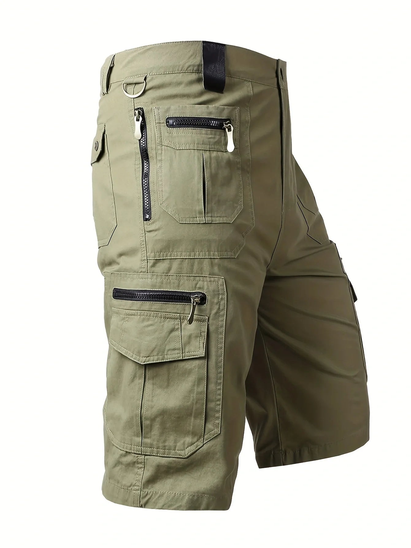 Men's Multi-Pocket Cotton Cargo Capris, Plus Size Casual Shorts.