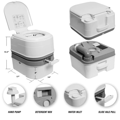 Portable Toilet Camping Potty with Tissue Storage 5.8 Gallon