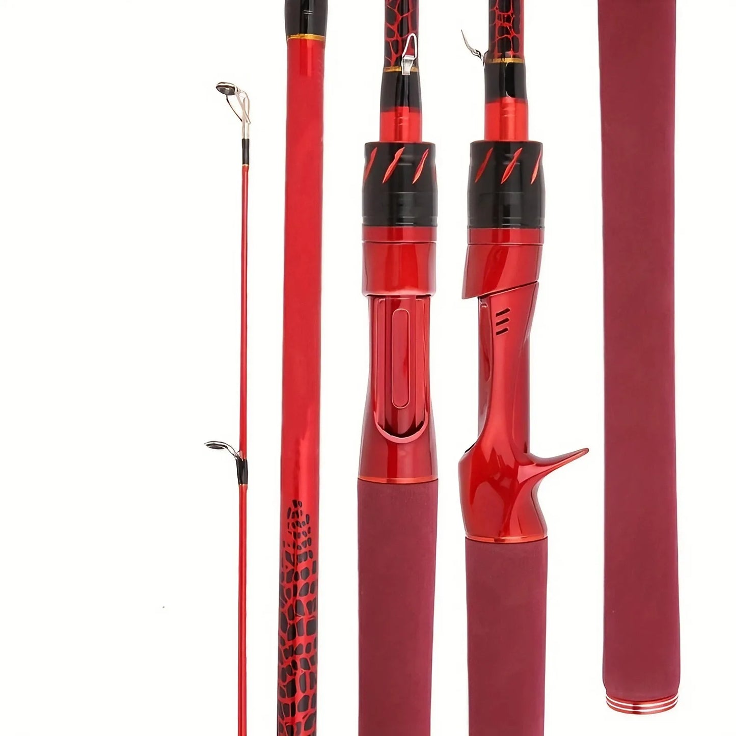 180cm Carbon Fiber Fly Fishing Rod - Red EVA Grip & Ceramic Guide Rings
