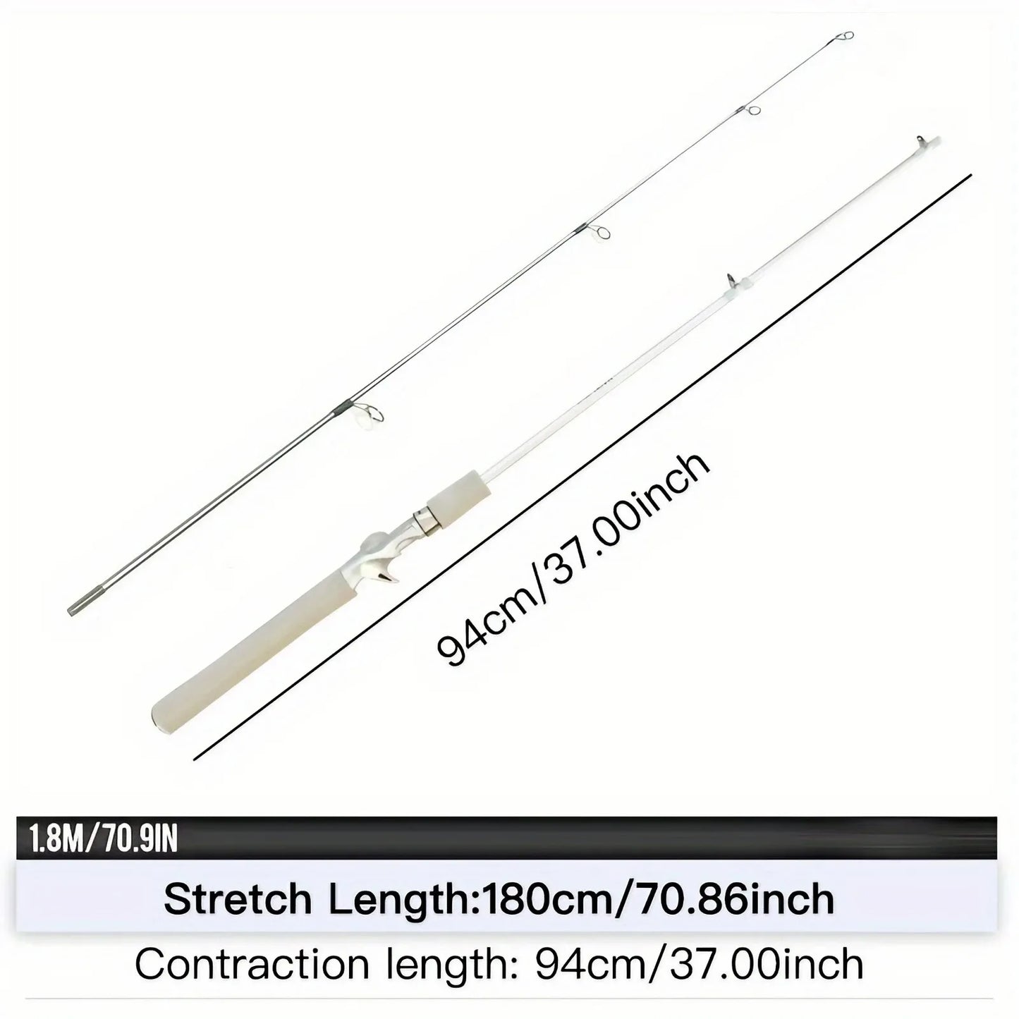 1pc-180cm/ 70.86inch White Fishing Rod (Single Fishing Rod)-Durable Fiberglass,