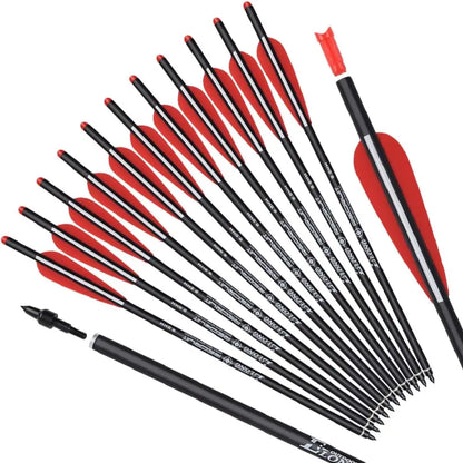 12pcs Crossbow Bolts Carbon Arrows 20-22 Inch, With 3.8" Vanes