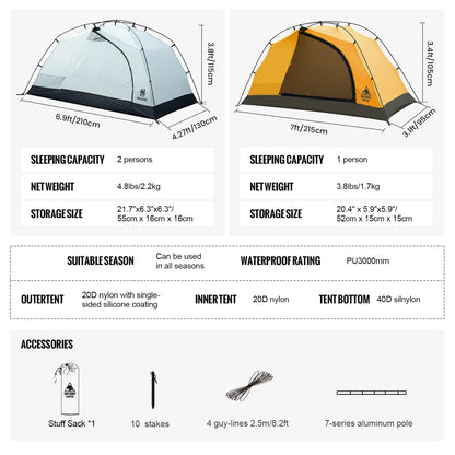 OneTigris Stella Camping tent, 2 Person Tourist