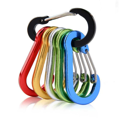 6Pcs Camping Mountaineering Buckle Multifunctional Carabiner Spring Snap.