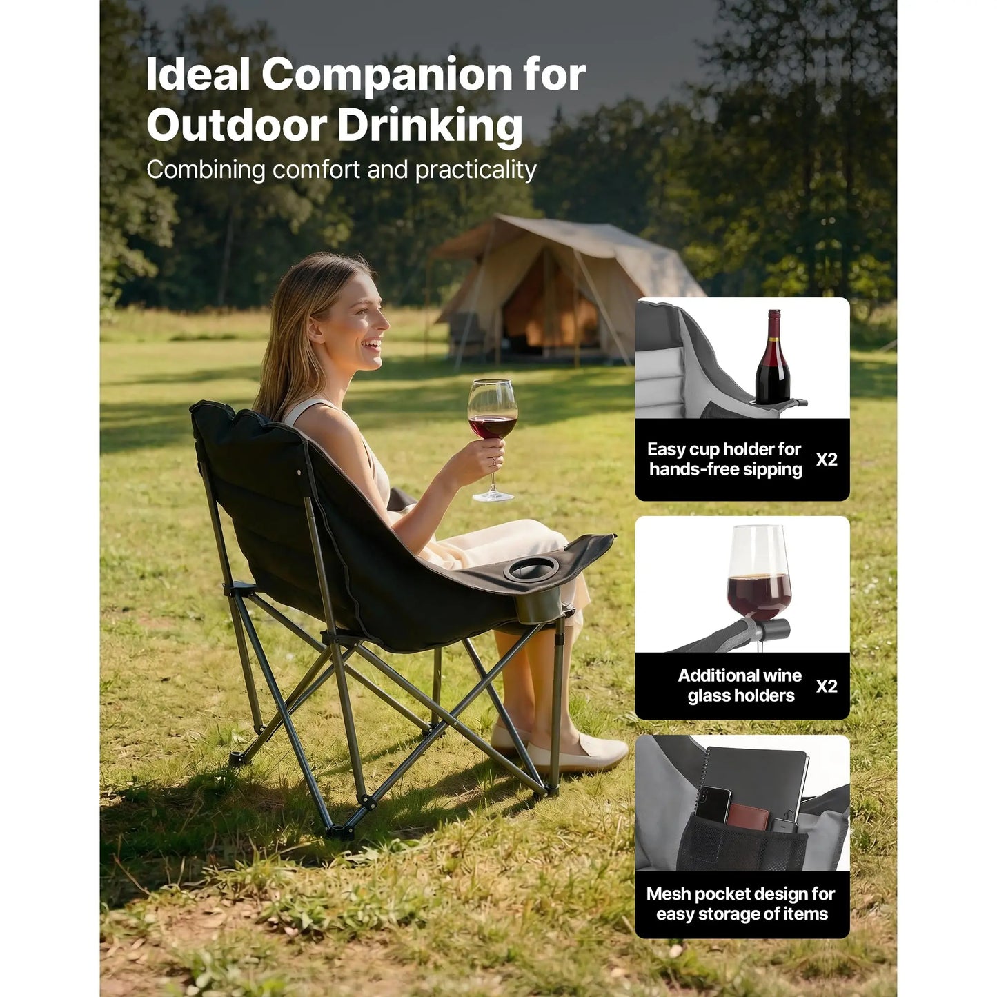 SucceBuy Oversized Camping Chairs 450lbs Heavy Duty