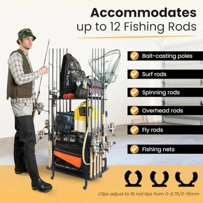 Portable Fishing Rod Holder Rack for Garage Storage