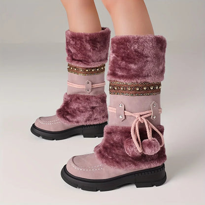 Women's Winter Furry Knee High Platform Snow Boots