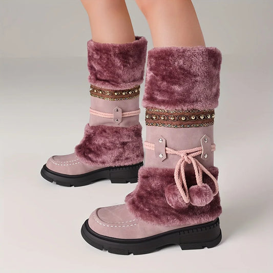 Women's Winter Furry Knee High Platform Snow Boots