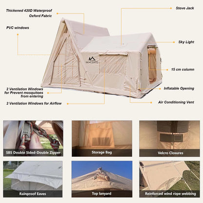 Large Inflatable Tent for 8-10 Person - 135 SQFT Cabin