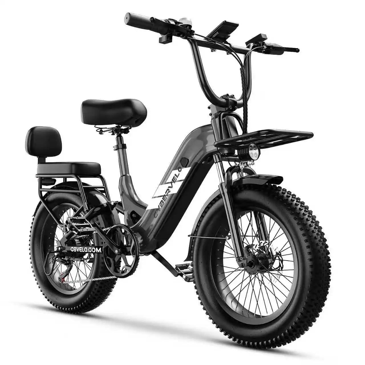 Cybervelo Step-Thru Electric Bike for Adults, 48V 20AH Removable Battery, 20" Fat Tire Shimano 7-Speed
