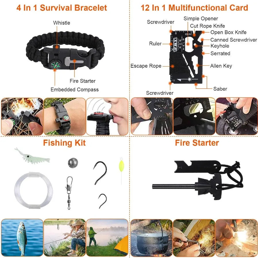 125Pcs Survival Kit Professional Emergency Survival Gear