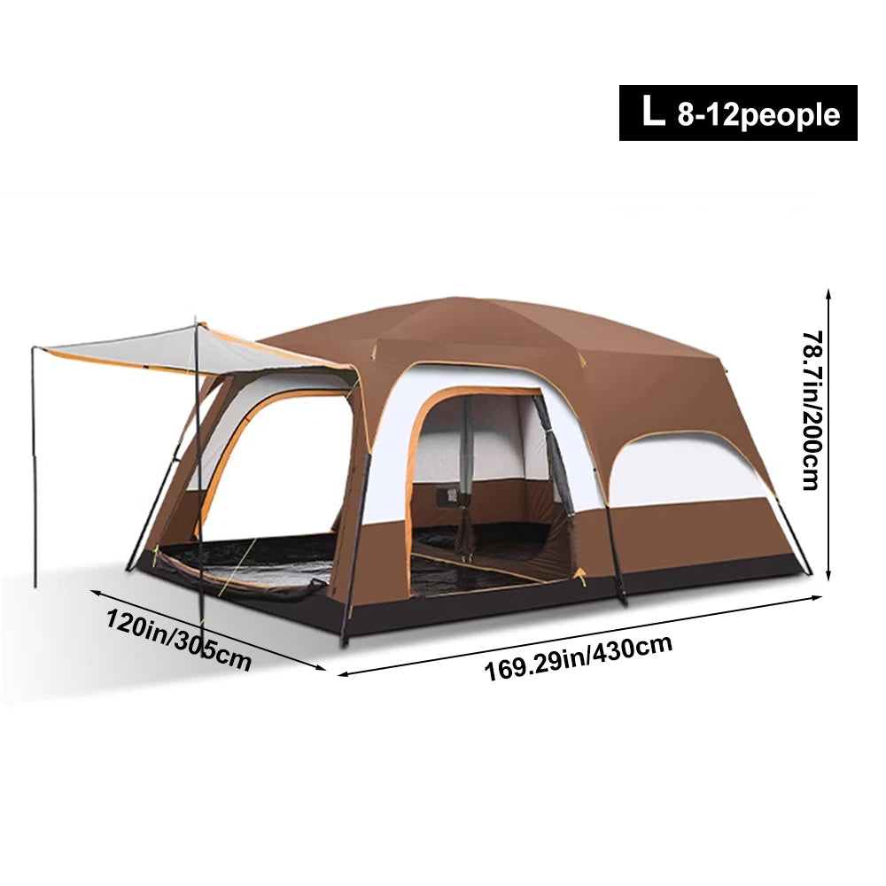 Upgraded 4 Season Camping Tent 3-12 Person Waterproof Windproof Double Layer