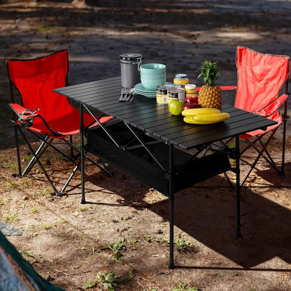 Portable Aluminum Roll-Up Camping Table - 46x27x22in.