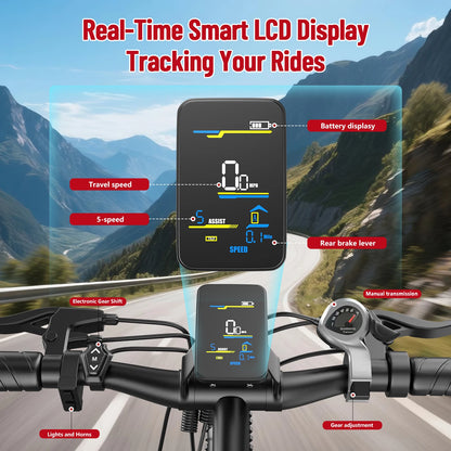 26'' Electric Bike, 1000W Peak Motor 40 Miles 25MPH Commuter E Bike 7 Speed