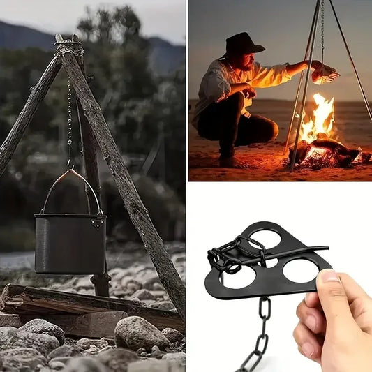 3pcs Stainless Steel Portable Camping Tripod, Multi-Function.