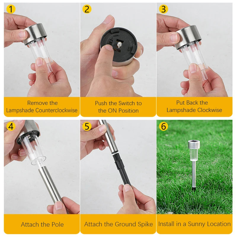 Solar Outdoor Pathway Lights LED, Camping Atmosphere.