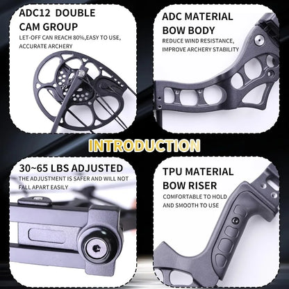 Compound Bow and Arrow Set for Adults Archery Shooting Bow Adjustable 30-65LBS, 9.5"-30" Draw Length