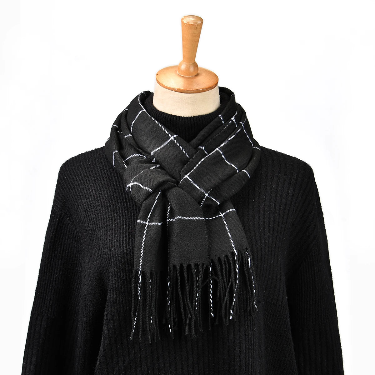 Plaid Cashmere Scarf Man Tassel Shawl