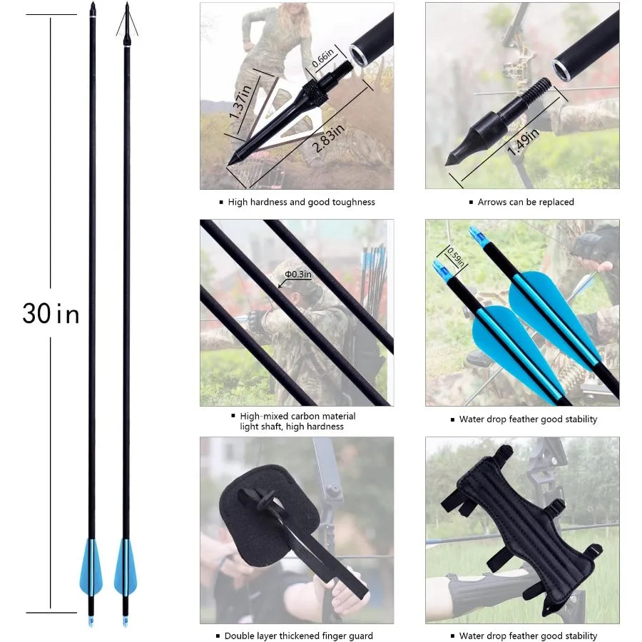 52" Bow and Arrow Set for Adults Archery Recurve Bows For Beginner