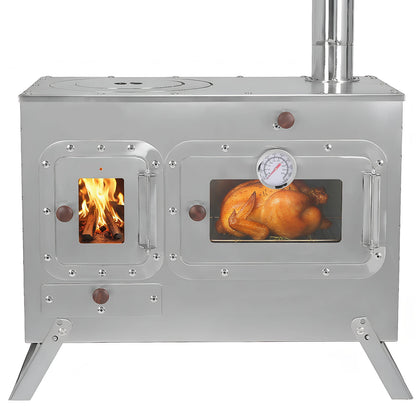 Hot Tent, Stove with 4 Chimney Pipes, Wood Burning Tent Stove, Stainless Steel