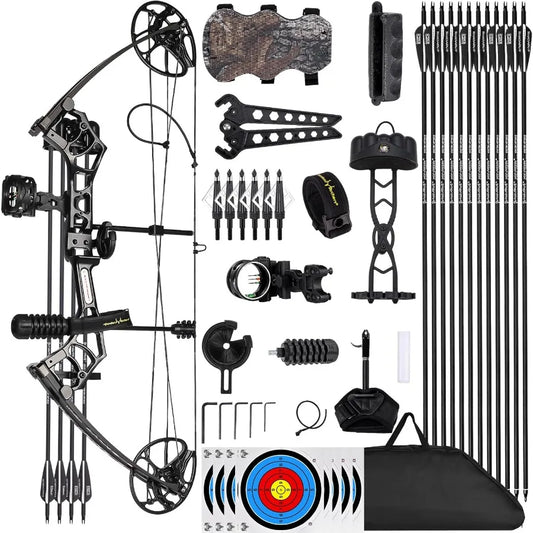 Adjustable RightHand Compound Bow and Archery Set for Adults and Beginners with 070 lbs Draw Weight 2531 Draw Length Up to IBO