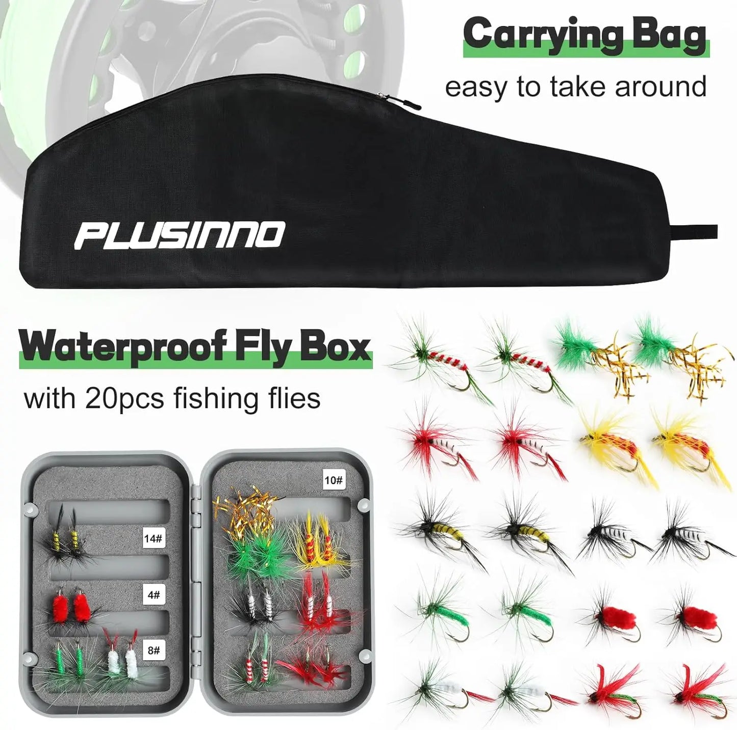 4-Piece Lightweight Graphite Fly Fishing Rod and Reel Combo with Complete Starter Kit