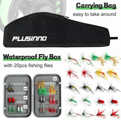 4-Piece Lightweight Graphite Fly Fishing Rod and Reel Combo with Complete Starter Kit