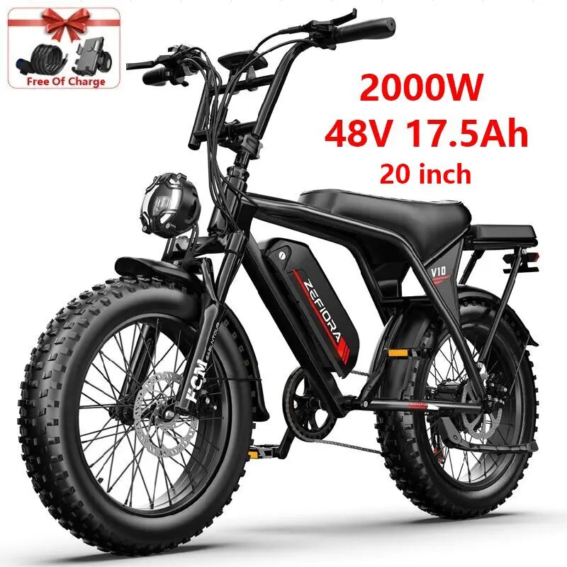 14 20 inch Electric fat bike 1000w 2000w 30-50MPH 30-60Miles Adjustable front brake