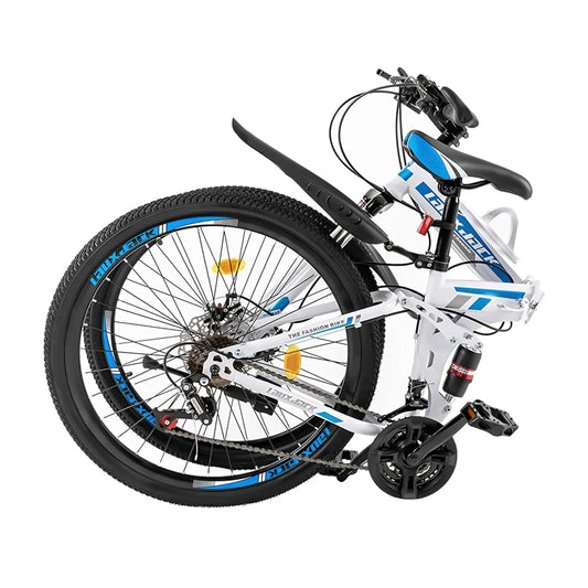 26" Foldable Mountain Bike for Men - 21-Speed All-Terrain Commuter with Dual Disc Brakes