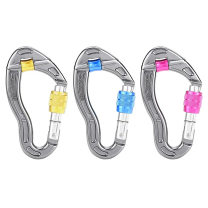 Carabiner Mountaineering,  25KN, Screw Locking Hook for Rock Climbing