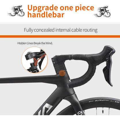 SAVA Carbon Fiber Racing Road Bicycle Carbon Frame Bicycle, SHIMANO 18-Speed